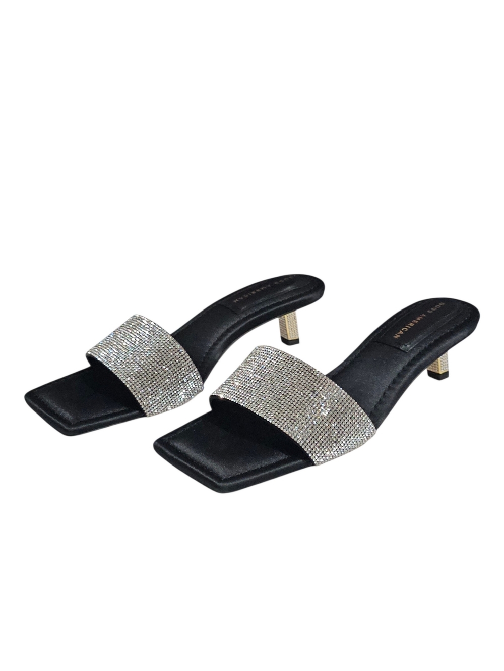 Good American Kickstand Square Toe Mules Slide Heels size 9